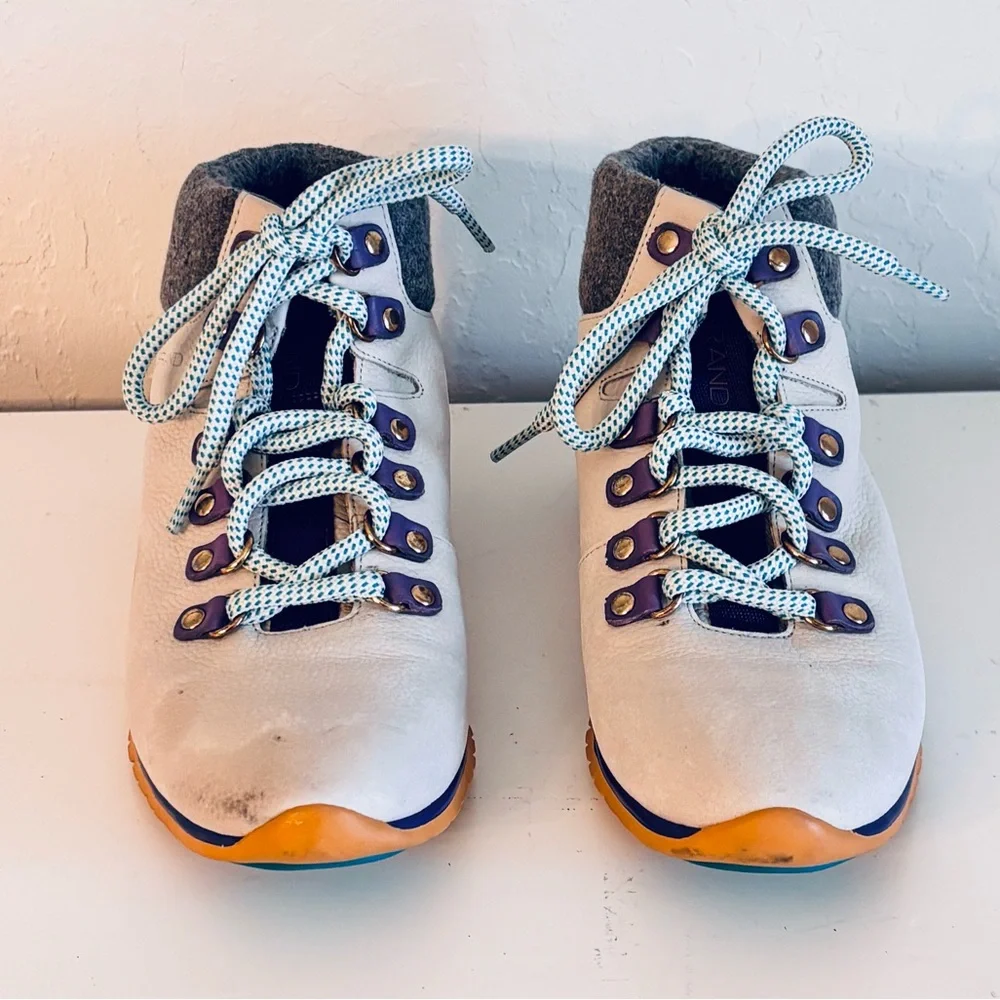 Cole Haan ZerøGrand Waterproof Hiking Boots Beige Leather, Fleece Lined, Sz 6